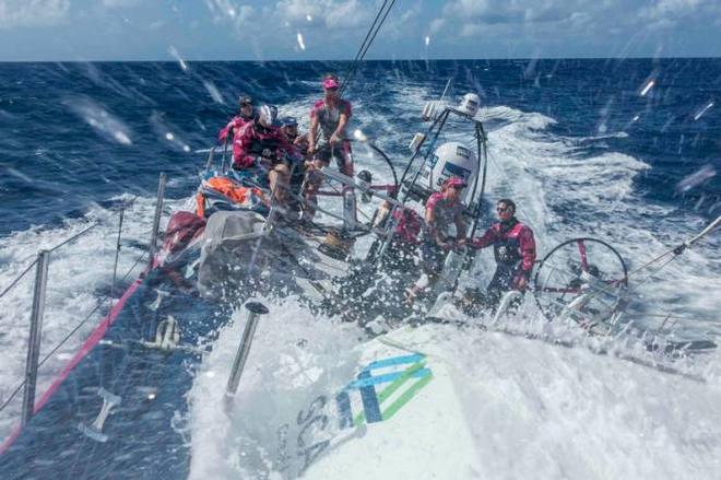 Onboard Team SCA – Good sailing conditions onboard - Volvo Ocean Race 2015 © Corinna Halloran / Team SCA